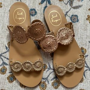 Jack Rogers Lauren Sandals Size 7 Gold & Rose Gold